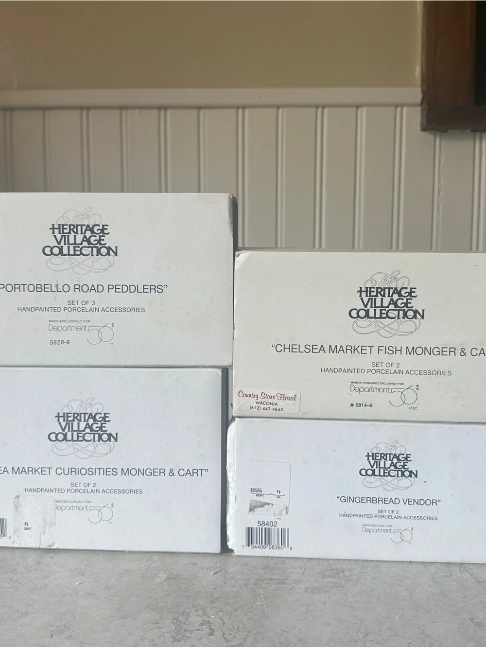 Dept 56 Lot Of 4 Boxes Market Cart Vendor 9 Accessory Pcs Heritage Accessories